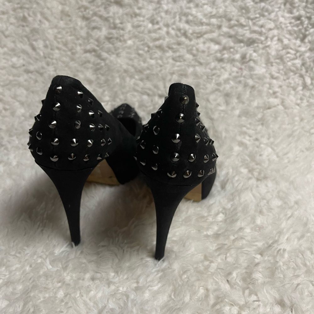 ALDO Michelino Synthetic suede Black studded Platform Heels EU R SZ41 US10.5 - Picture 6 of 10